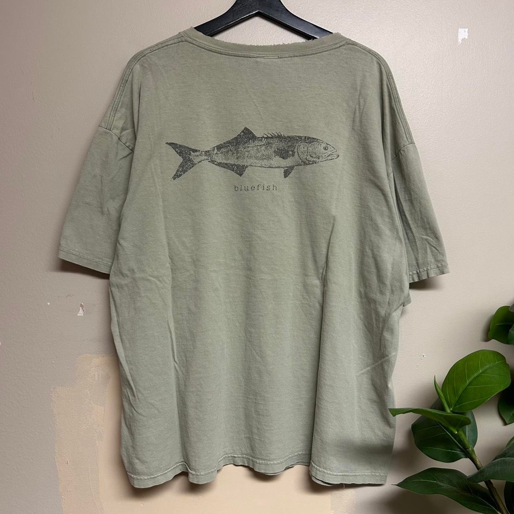 Vintage Bluefish Outdoors Nature Earthtone Shirt Mens XXL Green Cape May Anvil